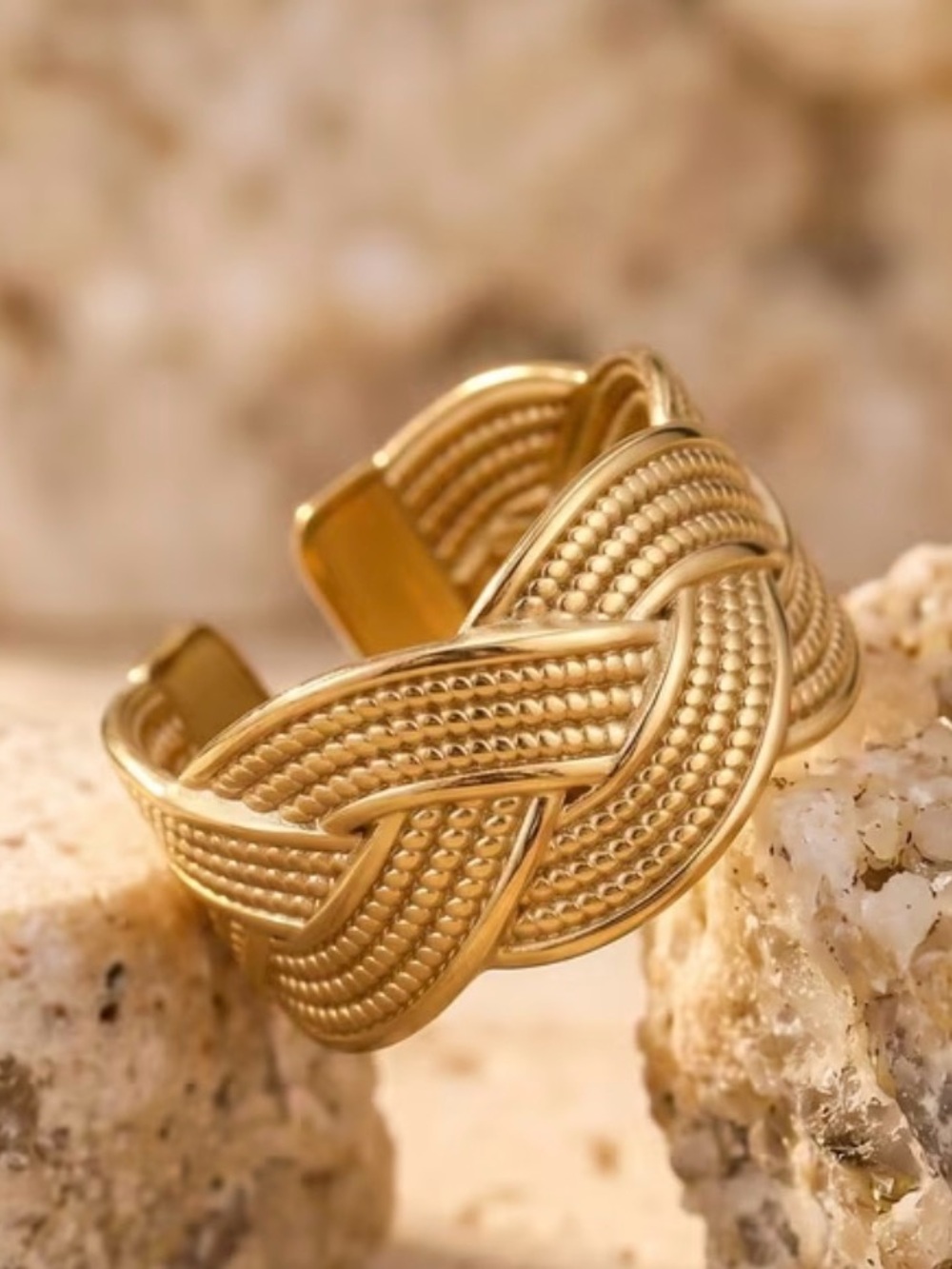 Braided design adjustable ring